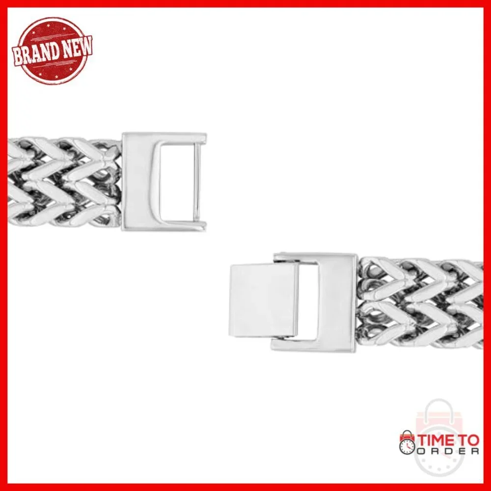 Stainless Steel Double Franco Link Bracelet with Fold Over Clasp